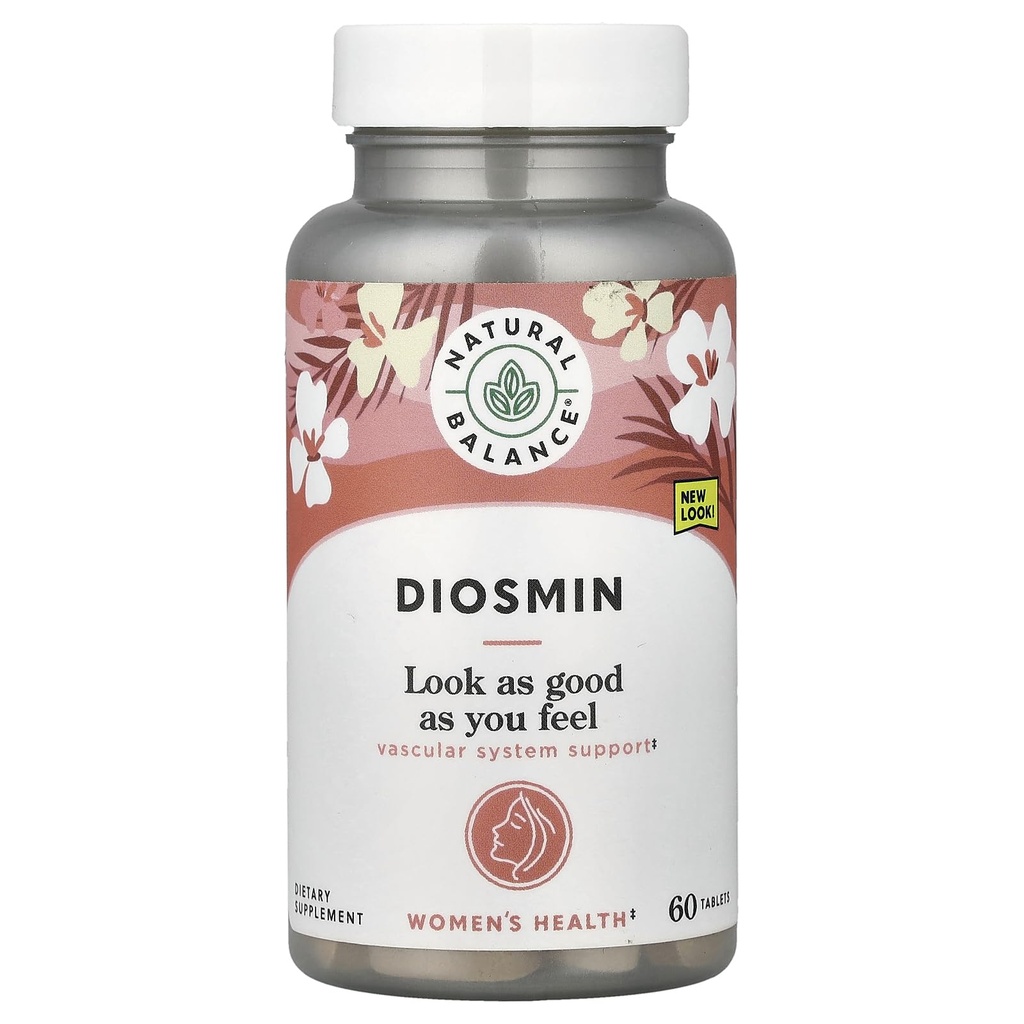 Natural Balance Diosmin 500mg - Diosmin Hesperidin verenkierron lisäravinteet - kasvipohjaiset Flavonoidit täydentää Circulatory and Verisuoniston tuki, Lab todennettu, 60 päivän takuu, 60 palvelinta