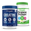 Orgain Creatiini Monohydraatti Powder 17.64 Oz (100 Servings) & Organic Vegan Vanilla Bean Protein Powder 2.03 lb Bundle - Kasvien proteiini- ja lihastuki