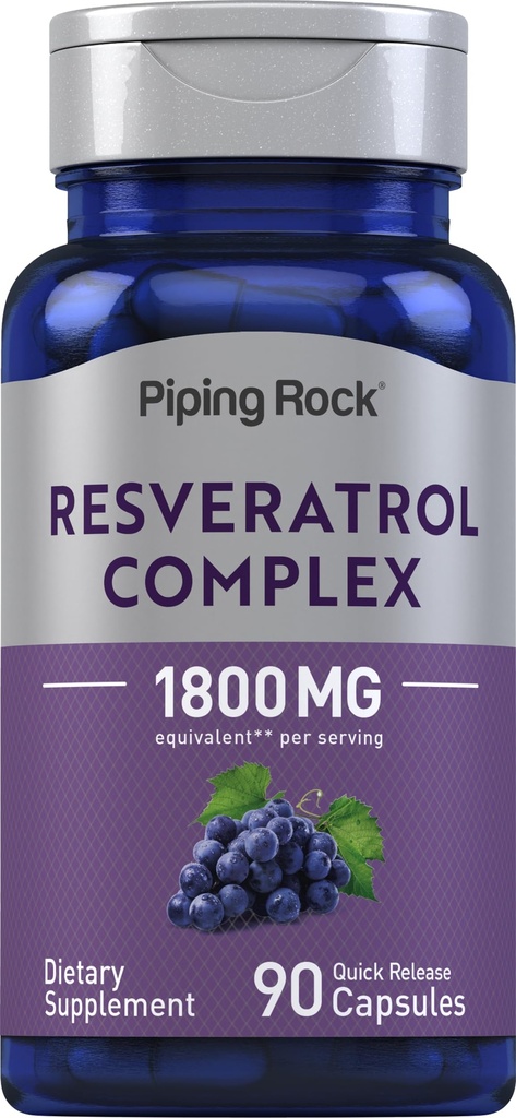 Piping Rock Resveratrol Complex | 90 kapslar | Ultra Potent | Non-GMO, Gluten Free Supplement