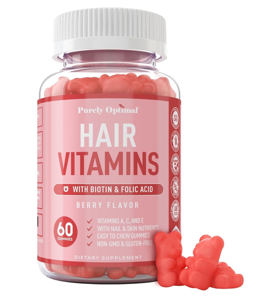 Premium hiusten kasvu naisille ja miehille - hiusten kasvu vitamiinit w/Biotin & Keratin - Tukee Thicker Terveempi hiusten kasvu - täydentää kaikille hiustyypeille, 60 kapselia (60, Berry)