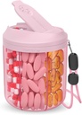 Pill Dispenser 7 Suuret Osastot, 4,4" H x 3,6" Dia pilleri Järjestäjä matkustamiseen, täydentää Järjestäjä anti-Mixing Design, BPA-free Pill Container 20 kpl Labels, vaaleanpunainen