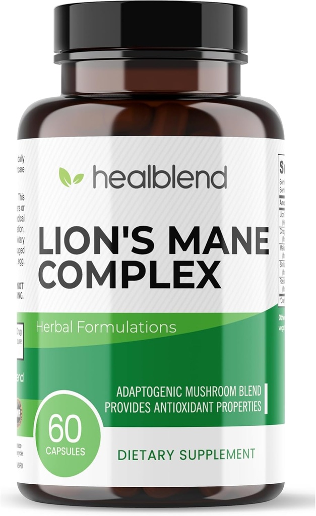 Mushroom Complex Extract kanssa leijonan Mane Fruting Body - 100% Luonnollinen ja tehokas energia pillereitä - aivot, Focus Supplement, stimuloi mielialaa, ja luovuutta - 60 Immuunituki kapselit