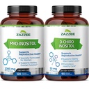 Zazzee 40:1 Ratio Myo ja D-Chiro Inositol täydennysosa naisille Myo Inositol kapselit Plus D-Chiro syklin asetukset Munasarja tuki & yleinen hormonitasapaino naisille - Vegan & ISO Lab testattu
