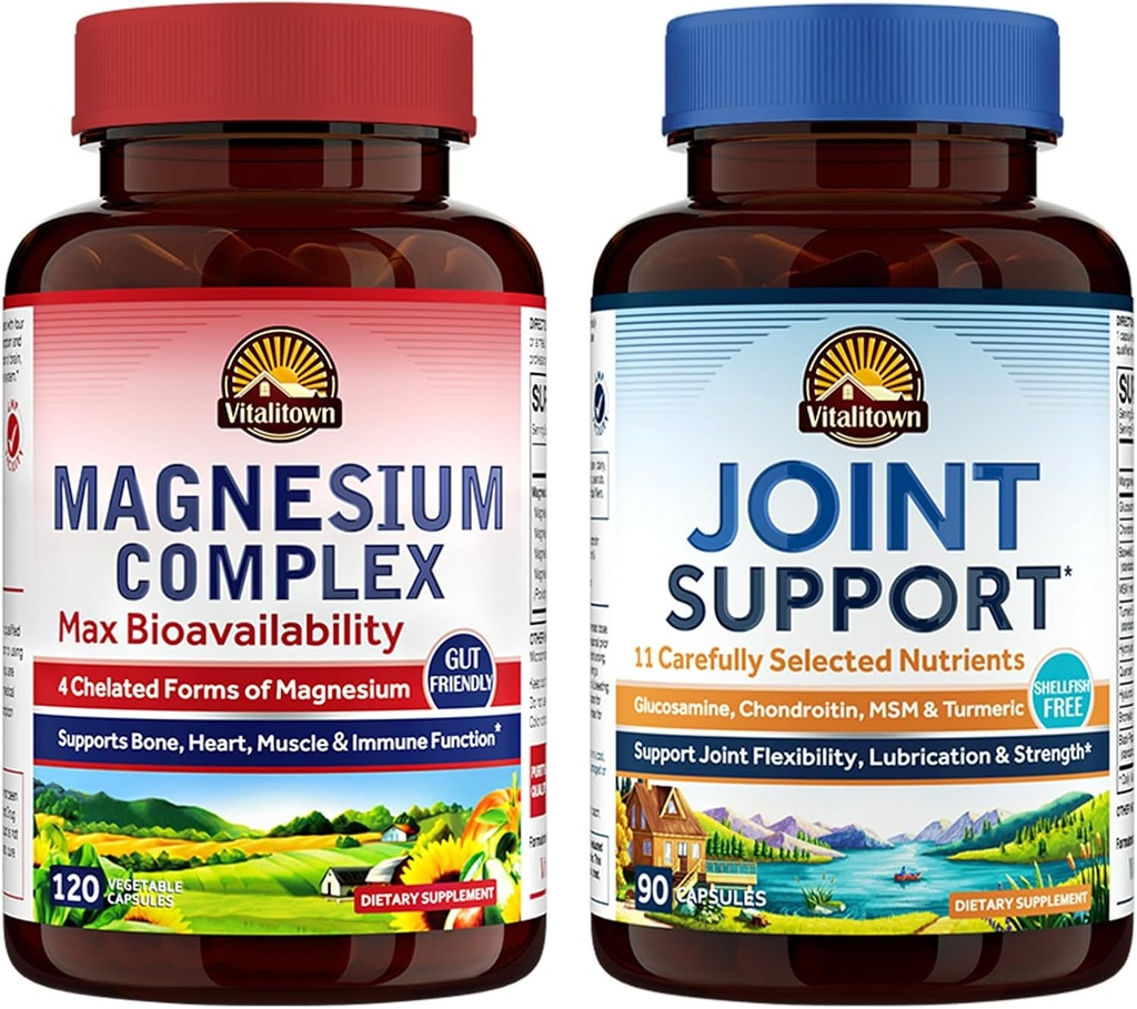 Vitalitown Magnesium + Glukosamiini Chondroitin MSM Bundle (Pack of 2) 