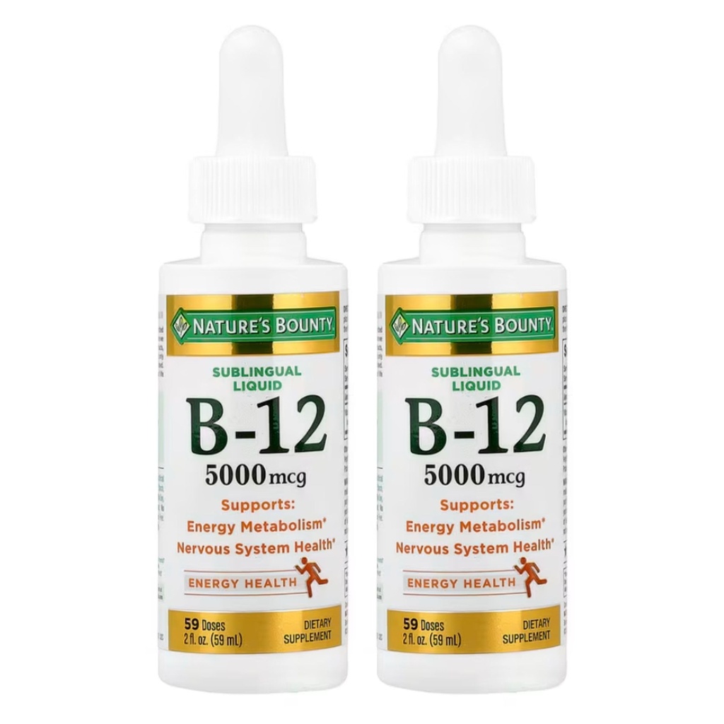 Nature's Bounty B-12 5000 mikrog Sublingual Liquid Energy Health, 2 Fl Oz (2 pulloa)