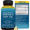 Triple Strength Omega 3 Fish Oil Supplement för män och kvinnor - 2500 mg hög styrka, Easy-to-Absorb Re-esterified Triglyceride Form, Pescatarian-Friendly DPA EPA DHA Omega 3 Supplement, 180 Softgels