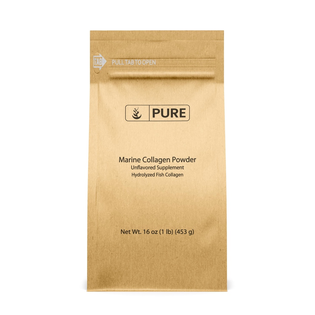 Pure Original Ingredients Marine Collagen Powder (1 lb) Natural & Unmariored, Protein Peptides, Resealable Bag