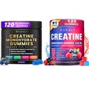 Kreatiini Monohydraatti Miehet ja naiset, 9000MG Creatiini Gummies Sugar Free - BCAA 2:1, B12 B6 Boost Strength, Focus & Endurance, Vegan, ei-GMO