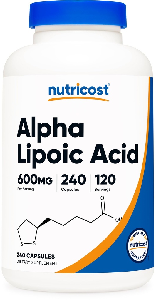 Nutricost Alpha Lipoic Acid 600mg per Serving, 240 kapselia - Gluteeniton, kasvissyöjäkapselit, soijaton & ei-GMO