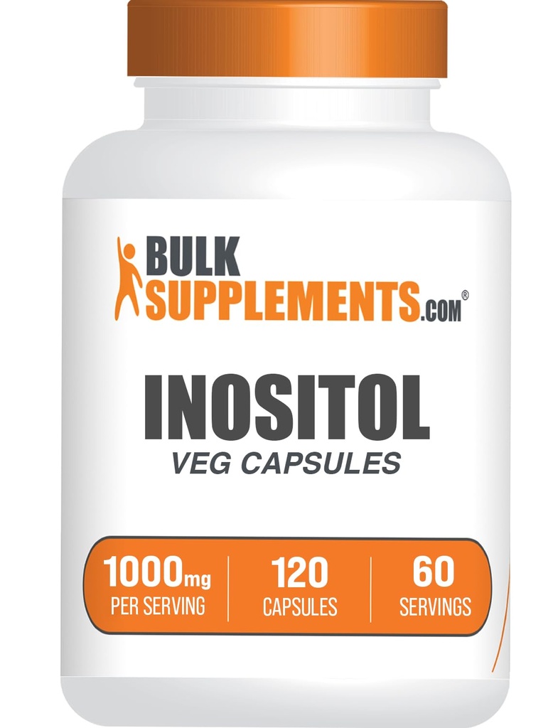 BulkSupplements.com Inositol Capsules - Vitamin B8, Inositol 1000mg för Total Wellness - Gluten Free, 2 kapslar per portion, 120 greve (Pack of 1)