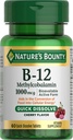 Nature's Bounty B-12 Quick liuottaa tabletteja, 1000 mcg, Aids muuntaminen elintarvikkeiden soluihin energia, Cherry Flavor, 60ct