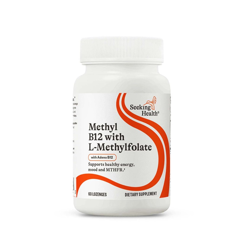 Etsiminen Health Methyl B12 L-Metyylifolaatti - MTHFR Support Supplement - Methylation Support Supplement - Lozenges tukea aivojen terveyttä ja energiaa - 60 Lozenges
