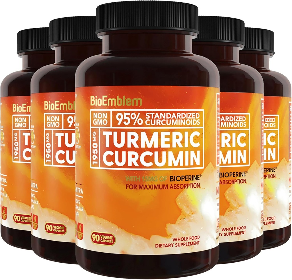 BioEmblem Turmeric Curcumin täydennysosa BioPerine ...