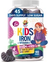 SUNNY SAM Iron Gummies lapsille & Teini - 10mg Rautavitamiinit C-vitamiini - Matala-sokerinen purukumi täydentää immuuni tukea, tukee Red Blood Cell tuotanto lapsille & Teini-tytöt