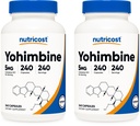 Nutricost Yohimbine HCl 5 mg, 240 kapselia (2 pulloa) - Ekstravahvuus - Gluteeniton & ei-GMO
