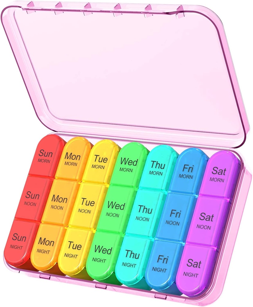 Daviky Daily Pill Box Organizer - 7 päivän pillerilaatikko 3 Osastot, Pitää vitamiinit ja lääkkeet