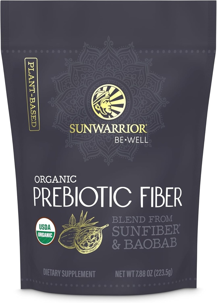 Sunwarrior Fiber Supplement Prebiootti Organic ... Vegaanikuitu Suklaatäyte Kasvi-Powered Gut Health Booster with Pure Ingredients for Digestive Harmony