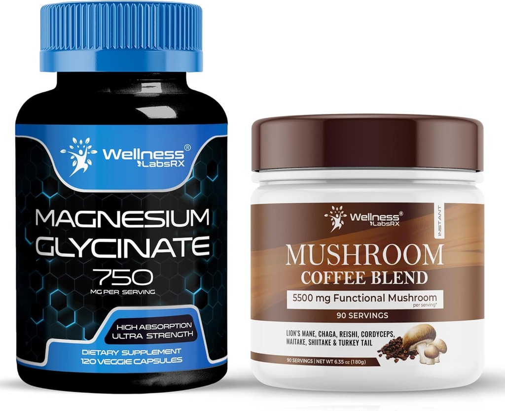 WELLNESS LABSRX Magnesium Glycinate kapselit 750mg - Sienten kahvinsekoitus
