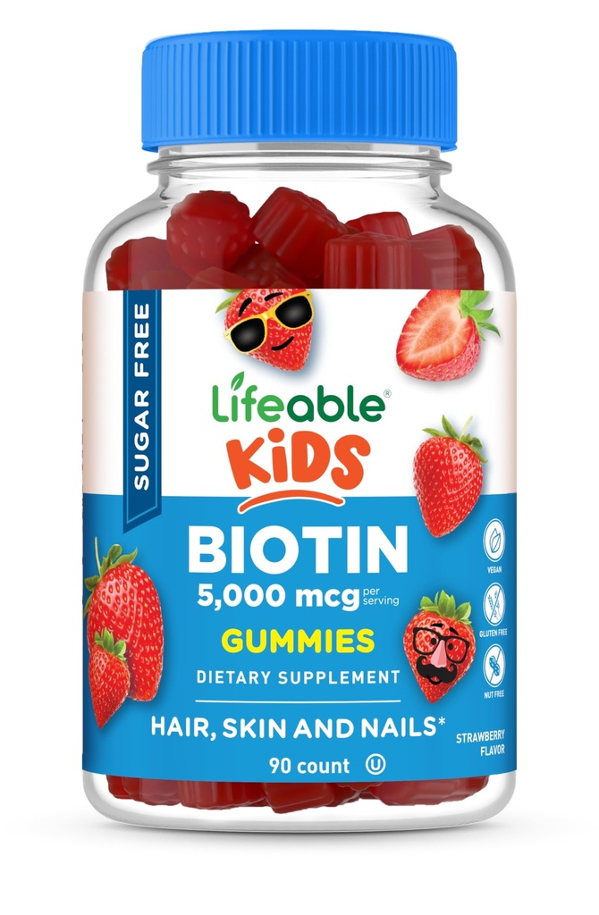 Elävät sokerittomat lapset Biotin Gummies ... 5000mcg... Suuri maistaminen Biotin täydennysosa ... Biotin Gummies for hiukset kasvua, ihoa ja kynsien terveyttä...