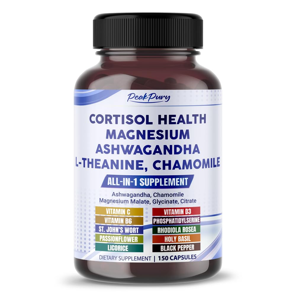 CORTISOL Health Ashwagandha Magnesium Kamomile L-Theanine - valmistettu Yhdysvalloissa