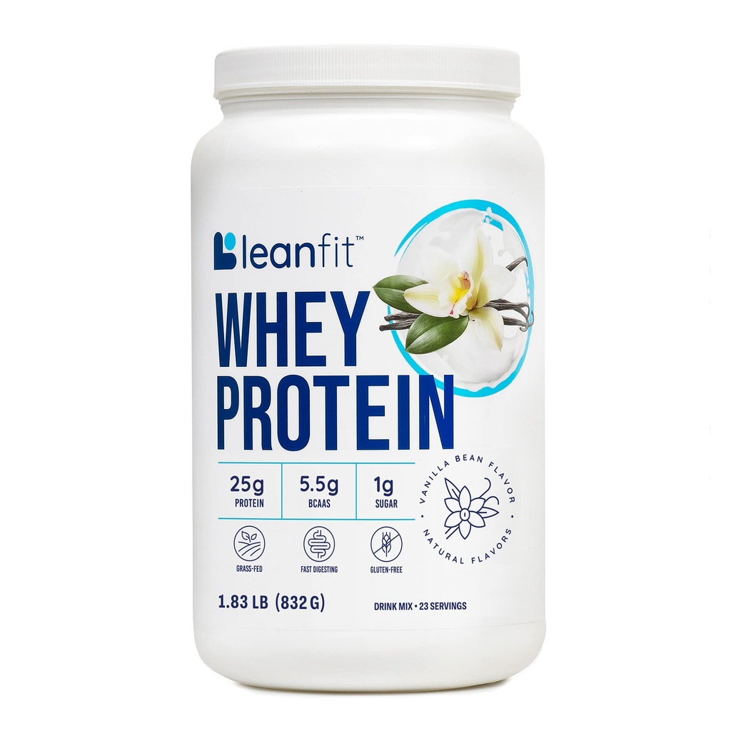 LeanFit WHEY Protein Natural Vanilla . 100% Whey Protein Powder, 24g Protein Per Serving.