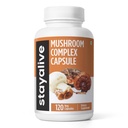 STAY ALIVE Mushroom Complex 1000mg, 6-in-1 Sienten lisäravinteet w/Lions Mane, Reishi, Chaga, Cordyceps, Maitake ja Turkey Tail Extract Powder, 120 vegaanisia pillereitä, ei-GMO & Gluteenittomia kasviperäisiä kapseleita