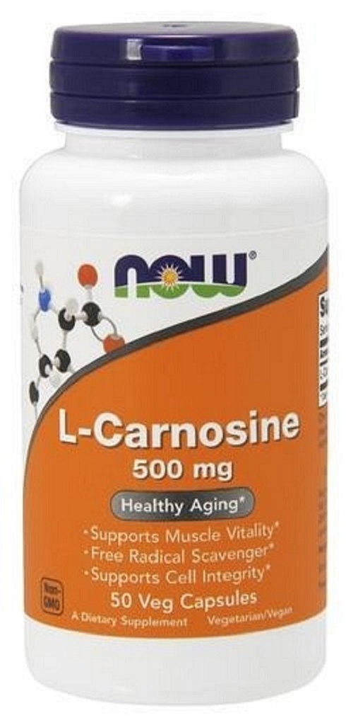 NYT Ruokalisät, L-karnosiini (Beta-Alanyyli-L-histidiini) 500 mg, Terve ikääntyminen, 50 Veg-kapselia