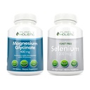 Magnesium Glycinate 400 mg + Selenium 200 mcg - Vegan Bundle - 270 tablettia & 365 kapselia - valmistettu Yhdysvalloissa