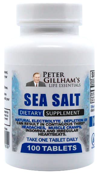 Peter's Choice Sea Salt Natriumkloridi 450 mg, 100 tablettia, Elektrolyytti tuki & tasapaino, Yleisurheilun Post Treenaus nesteytys & toipuminen. Kuuma sää apu. Estä kuivumista ja kramppeja. Valmistettu Yhdysvalloissa