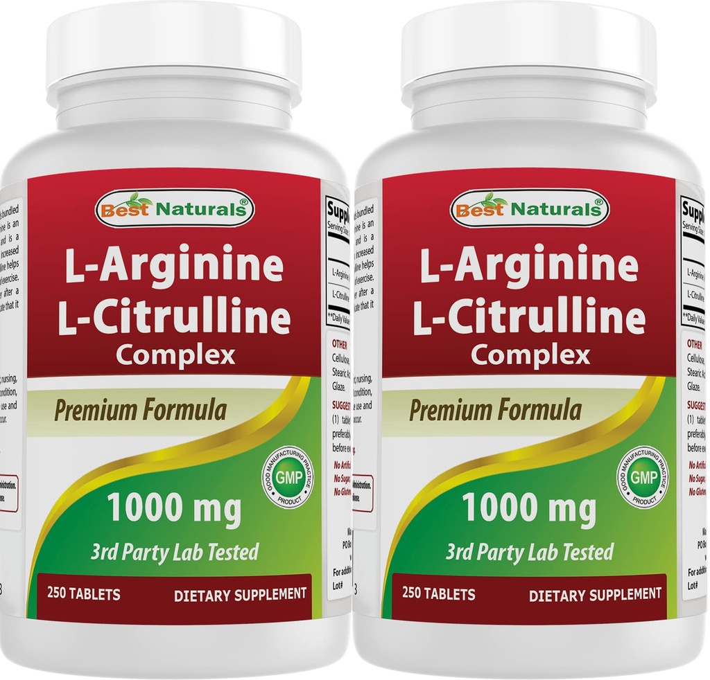 Best Naturals L-arginiini L-Citrulline Complex 1000 mg 250 tablettia (250 tablettia (pakkaus 2)