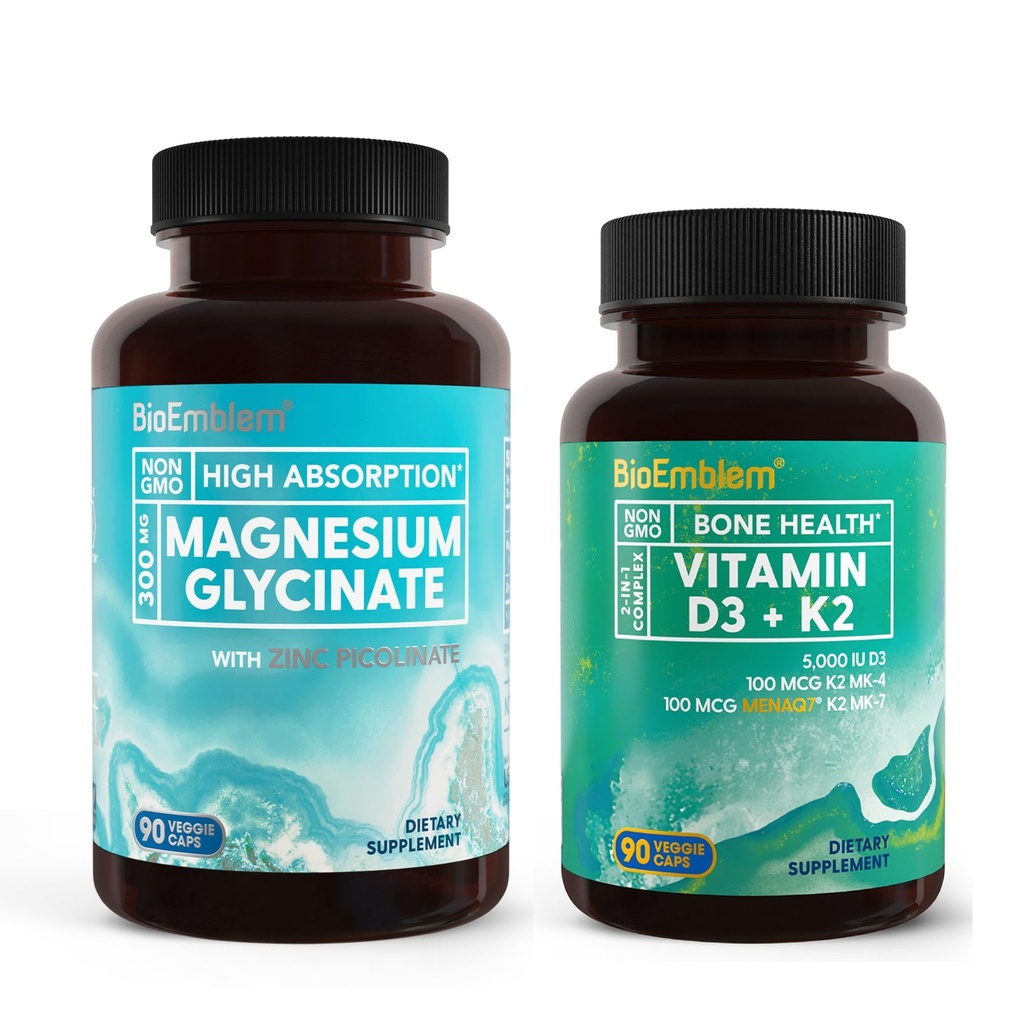 BioEmblem Magnesium Glycinate, sinkki ja D3-vitamiini K2
