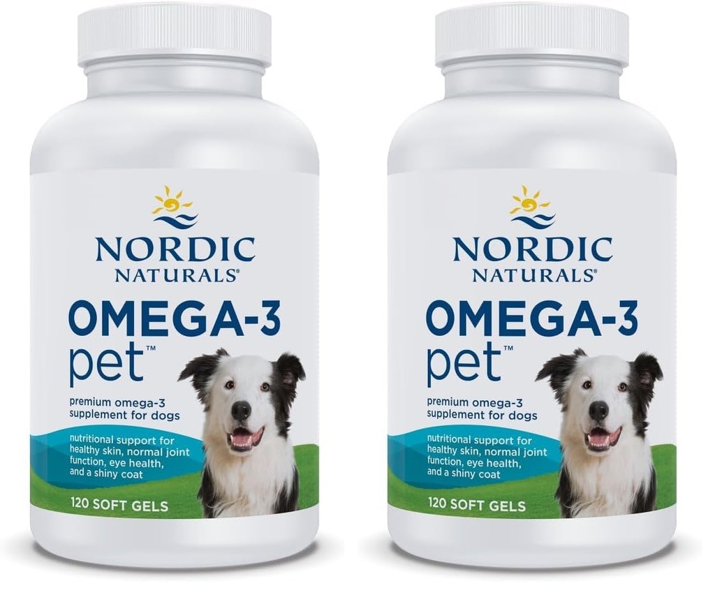 Nordic Naturals Omega-3 Lemmikki, makuton - 120 pehmeää geeliä - 330 mg Omega-3 per pehmeä geeli - Fish Oil for Dogs with EPA & DHA - Edistää sydäntä, ihoa, turkkia, & Immunoterveys (paketti 2)