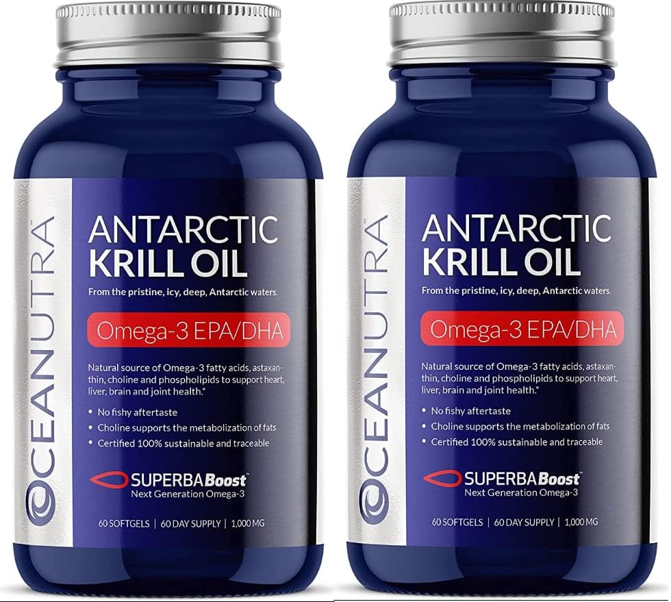 100% Pure Krill Oil 1000MG 120-päivä tarjonta Double Strength 56% Fospholipidit Astaksantiini Sustainable Antarktis SuperbaBoost Omega 3 EPA DHA Heart Brain ihonhoito, kolmannen osapuolen testattu, Ei kalaöljy