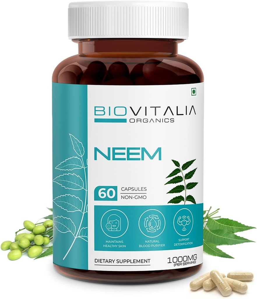 Biovialia Plant Based Neem 1000mg Kapseli miehille ja naisille ...