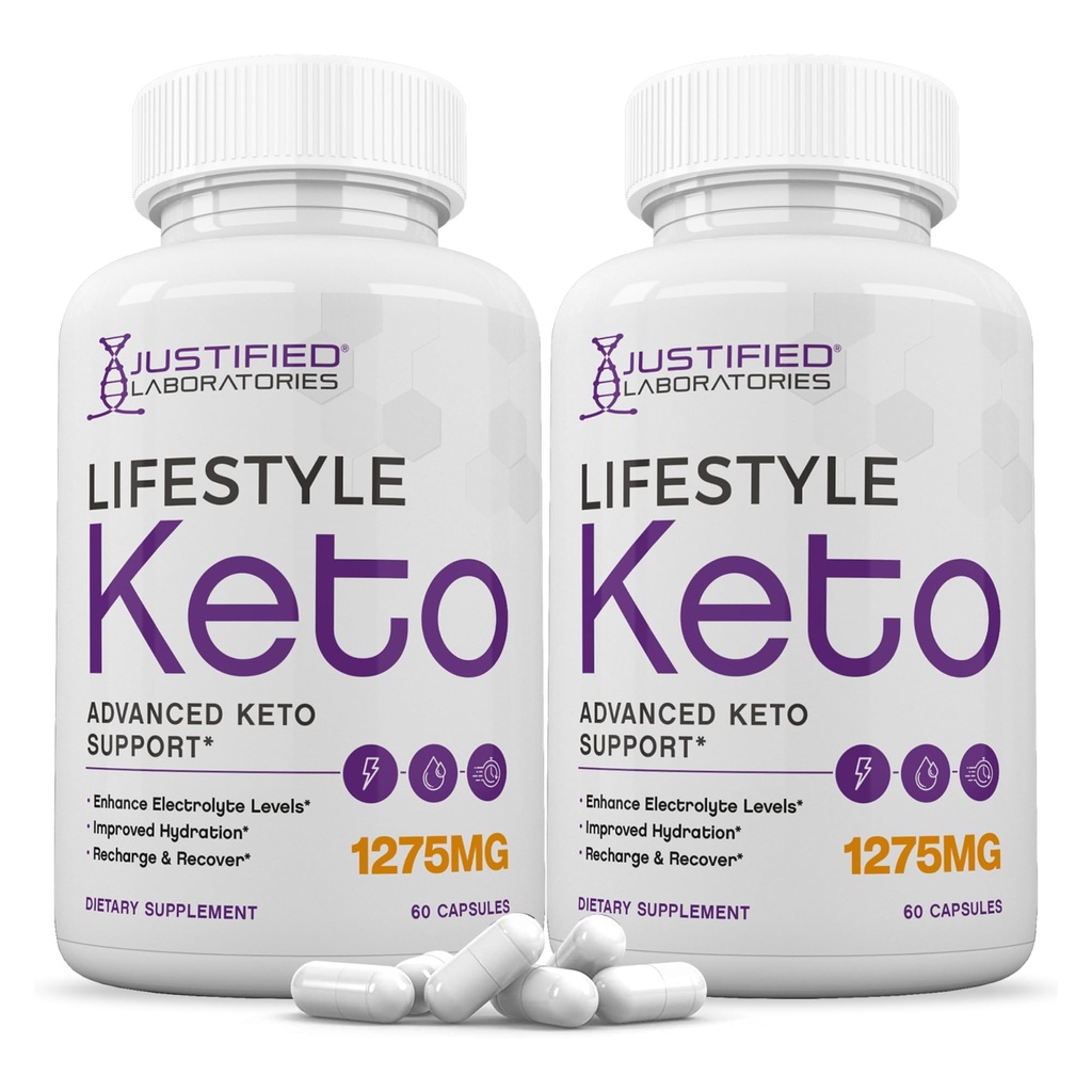 Justified Laboratories (2 Pack Lifestyle Keto Pills 1275MG New & Improved Formel innehåller Apple Cider Vinegar Extra Virgin Olive Oil Powder Green Tea Leaf 120 kapslar