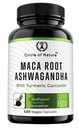 Maca Root, Ashwagandha juuriuute, kapselit miehille ja naisille kurkuma ja Bioperine 120 kapselit Valmistettu Yhdysvalloissa