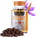 GOLDEN SAFFRON, Saffron Gummies sisältää 88,5 mg. Puhdasta sahramiuutetta + GABAa, D2-vitamiinia, intohimokukkaa ja mäkikukan versoja, kokonaisvaltaiseen hyvinvointiin, herkut Flavor Vegan