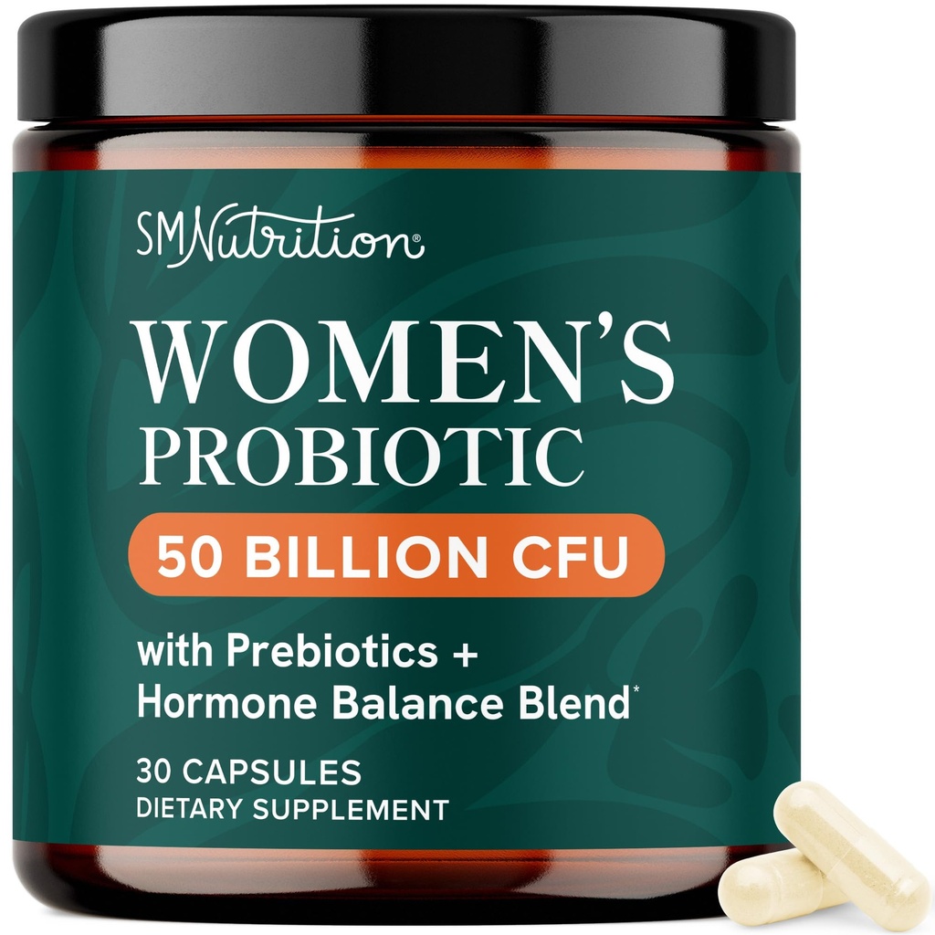 Probiotika för kvinnor | 50 miljarder CFU för vaginal, pH Balance & Digestive Health Support | Kvinnlig probiotika med prebiotika & Hormon Balance Blend | Shelf Stable | Vegan, Gluten-Free | 30 Ct
