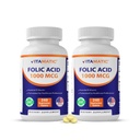 Vitamatisk folsyra 1000 mcg (1 mg) - 240 vegetariska tabletter (Pack of 2) 1667 mcg DFE - Vitamin B9 för prenatal, hjärt- och cellulär hälsa