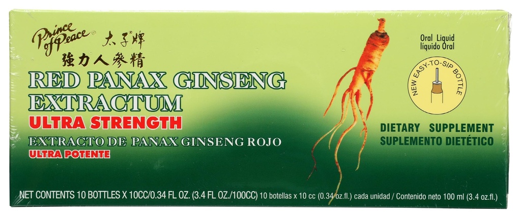Prince of Peace Red Panax Ginseng Extractum Ultra Strength -- 3,4 oz - 10 pulloa