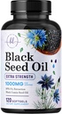 Black Seed Oil Softgels 1000mg - Premium Nigella Sativa Blackseed, Pure Natural Black Cumin Seed Oil & Antioksidant for Skin & Immuuni Support - Non GMO, pullotettu Yhdysvalloissa täydennysosa - 120 Softgels