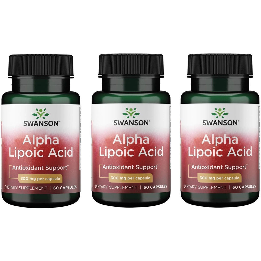 Swanson Alpha Lipoic Acid - Antioksidantti Activity Supplement - 300 mg 60 kapselia (3 pakkaus)