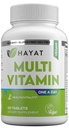 HAYAT-vitamiinit Vegaaniluonnollinen monivitamiini, päivävitamiinit A, C, D, E, B1, B2, B3, B6, B12, Biotiini, Sinkki ja enemmän, 2 kuukauden toimitus, Kaikki luonnolliset, Certified Halal, 60 tablettia, valmistettu Yhdysvalloissa