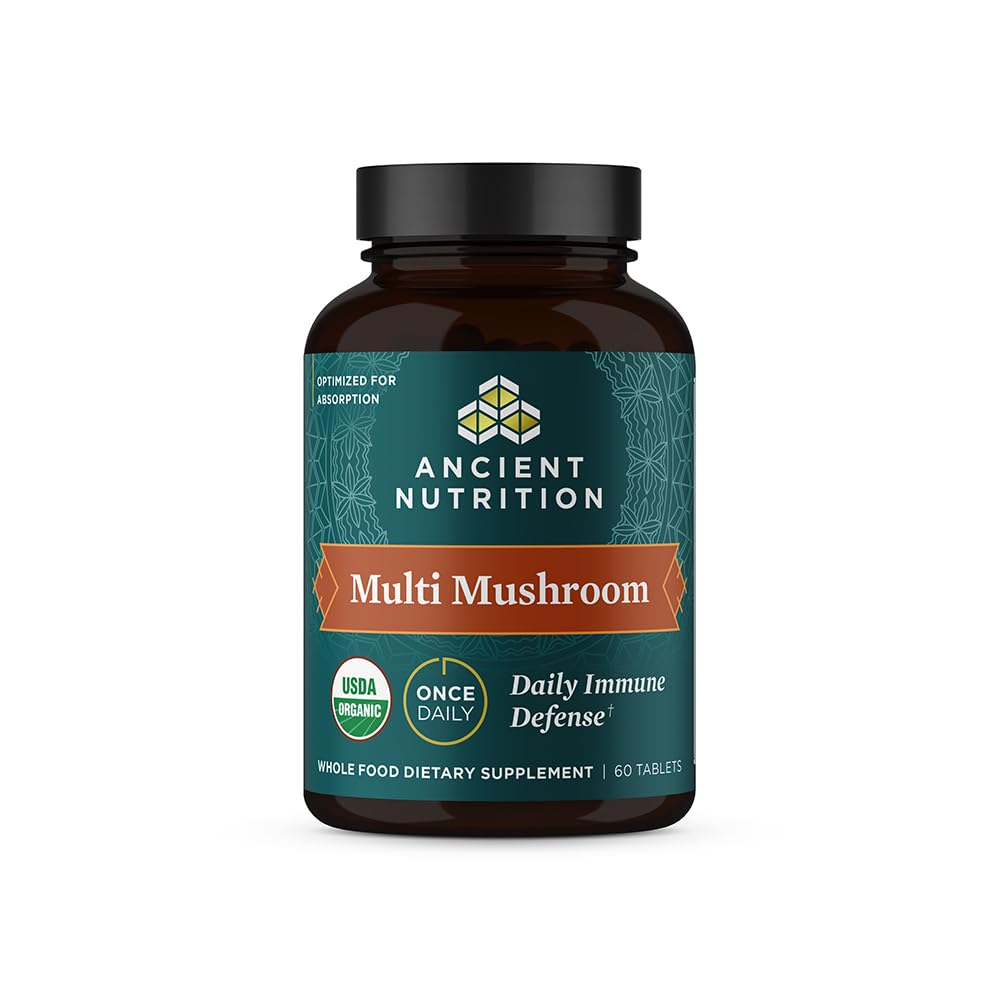 Forntida Nutrition Mushroom Supplement, Organic Multi Mushroom Immune Support Tablet, Stöder Stress Response, Gluten Free, Paleo och Keto Friendly, 60 Count
