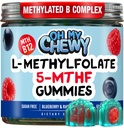 OH MY CHEWY Center-Folate L-Metyylifolate Gummies - Sokeriton MTHFR-vitamiini B Complex Support methylated B1, B6 ja B12 Cofactor - Mieliala, käyttäytyminen, kognitio - 60
