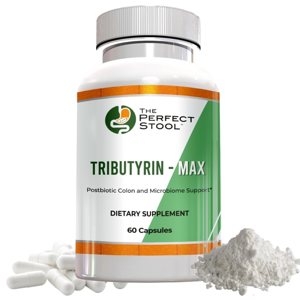 Tributyrin-Max Postbiootti Butyrate Supplement; Turvotus, kaasu ja vuotava Gut Support; Täydellinen, Clean Wipe Poops; 750 mg Enteric kapselit; 3. osapuoli testattu Gluteeniton / Meijeri vapaa