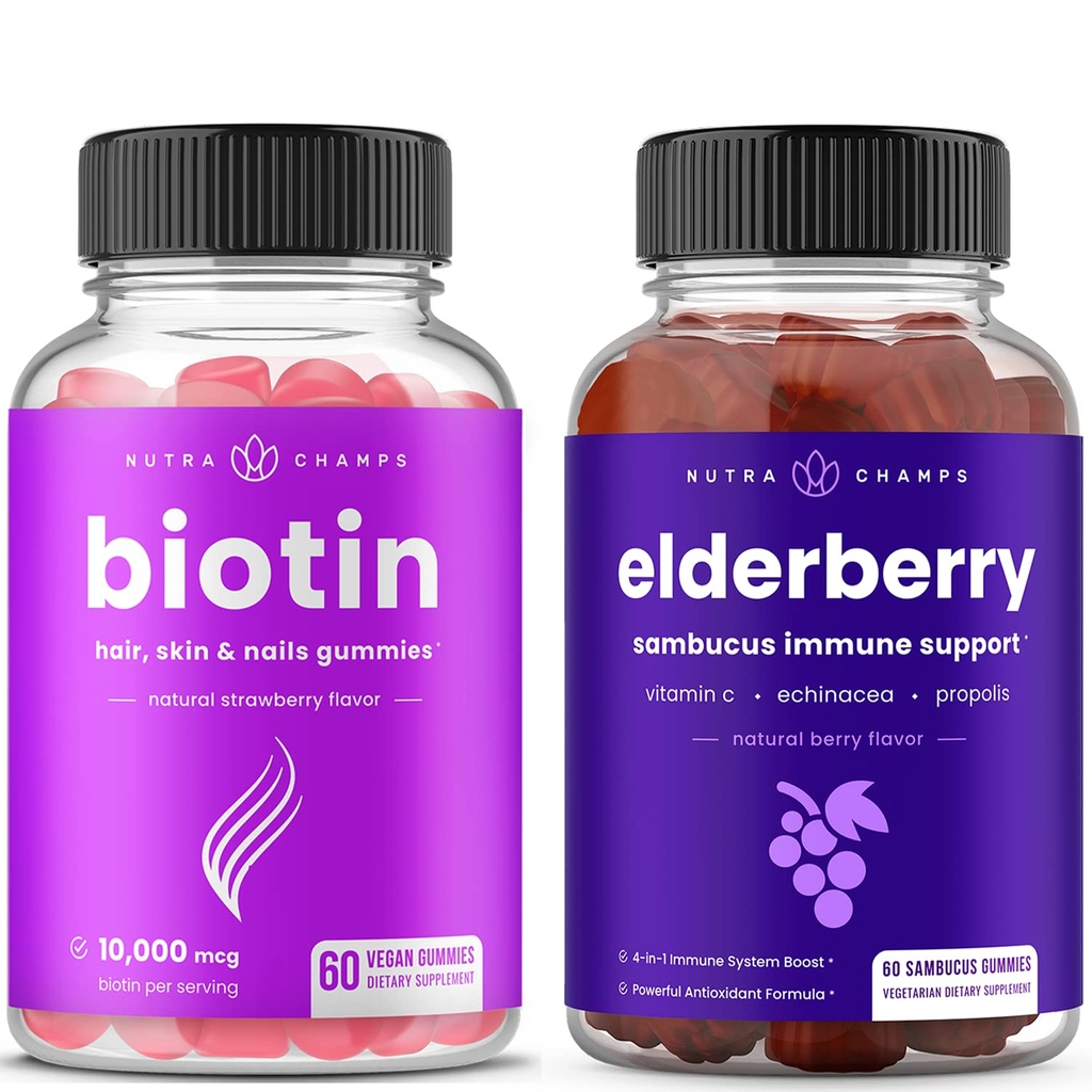 NutraChamps Biotin Gummies ja Elderberry Gummies Bundle