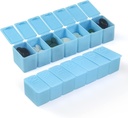 Viikoittain pieni pilleri Organizer, 7 päivän pilleri tapauksessa, Päivittäinen vitamiini tapauksessa Lääkelaatikko, Pillerisäiliöt lääketieteen täydentää kalaöljy(2Pcs, Sininen)