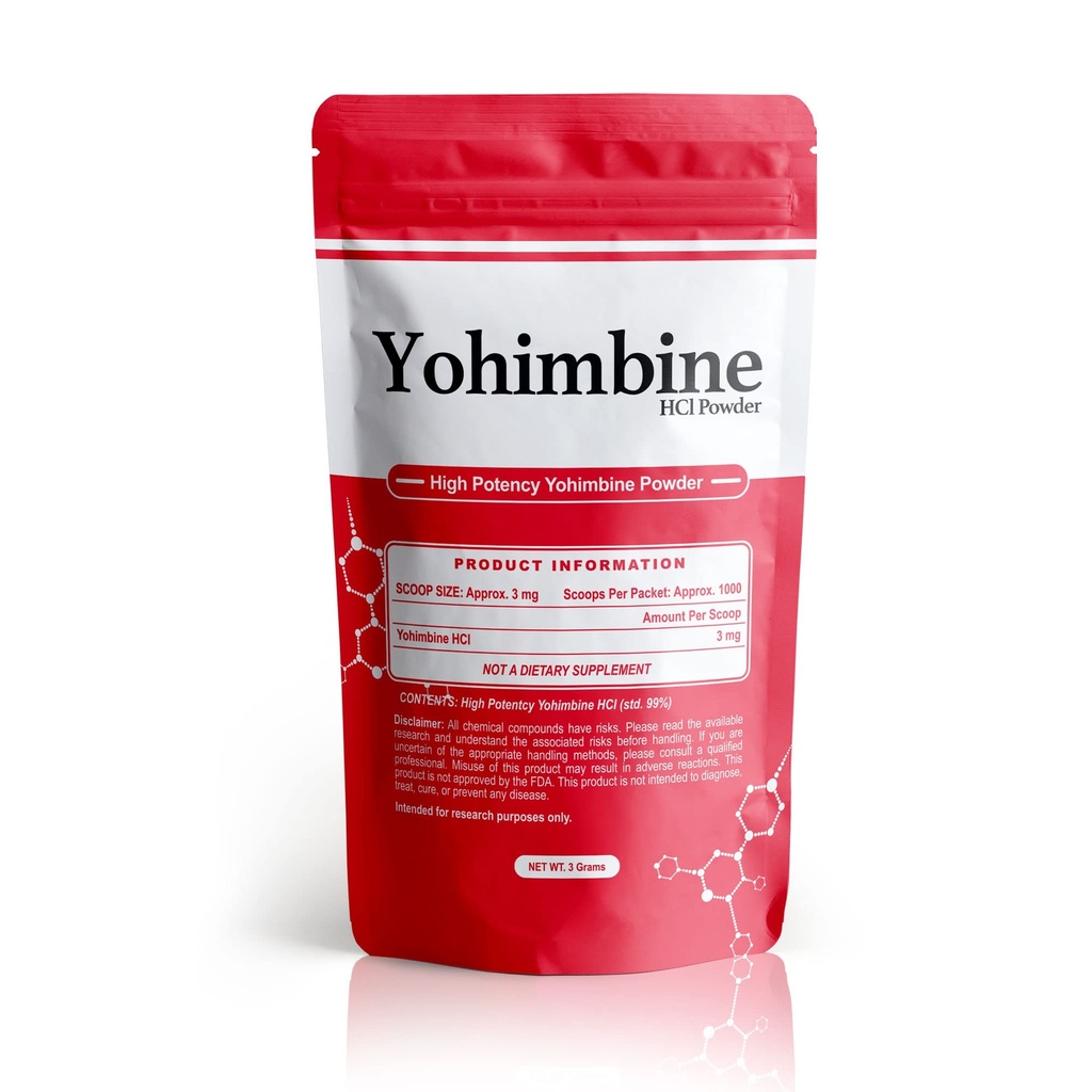 BulkStimulants Yohimbine HCl Powder | 3mg per Scoop | 1000 skopor per Packet | 3 Grams