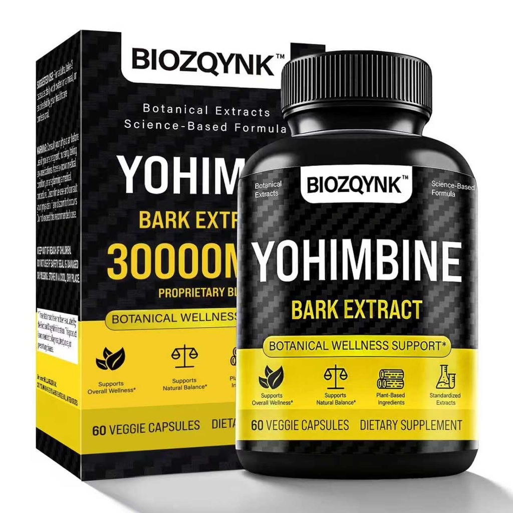 Botanisk Vitalitet Formel - Yohimbe Extract + Muira Puama + Maca Root + Black Pepper & Zink - Plantbaserad Blend för daglig Wellness - 60 Vegan kapslar